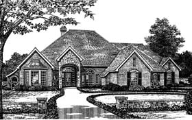 European One-Story Elevation of Plan 66056