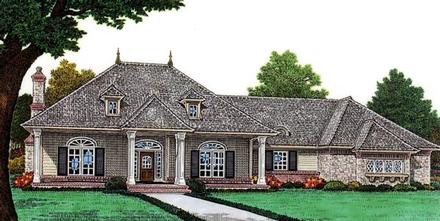 Country French Country Elevation of Plan 66057