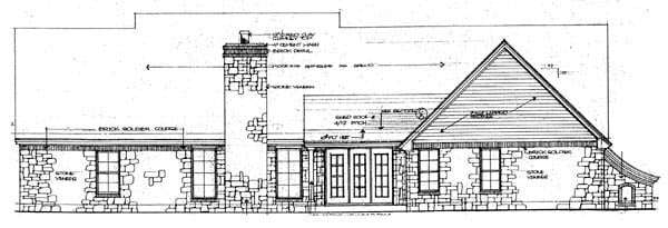 One-Story Rear Elevation of Plan 66058