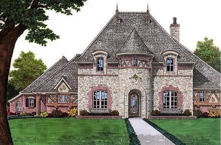 French Country Elevation of Plan 66059