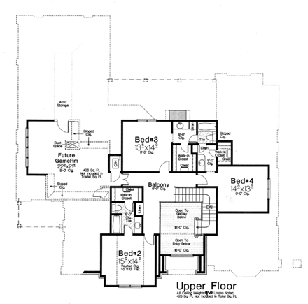 House Plan 66063 Second Level Plan