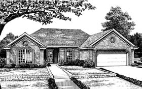 One-Story Ranch Traditional Elevation of Plan 66066