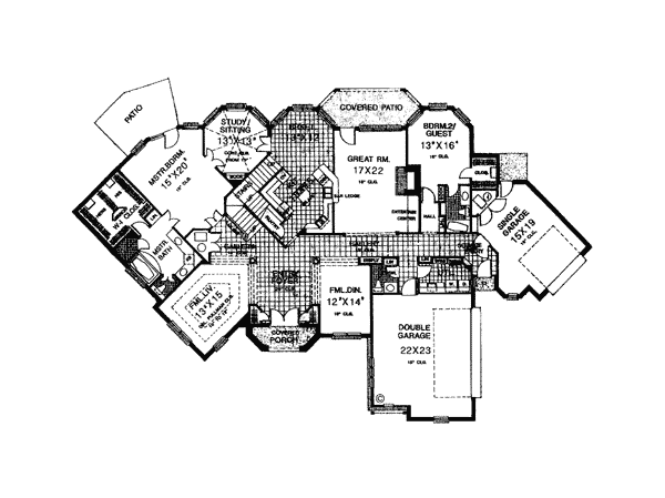 European French Country Tudor Victorian Level One of Plan 66067