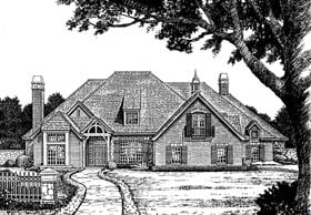 European French Country Tudor Victorian Elevation of Plan 66070