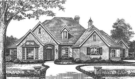 European Tudor Elevation of Plan 66071