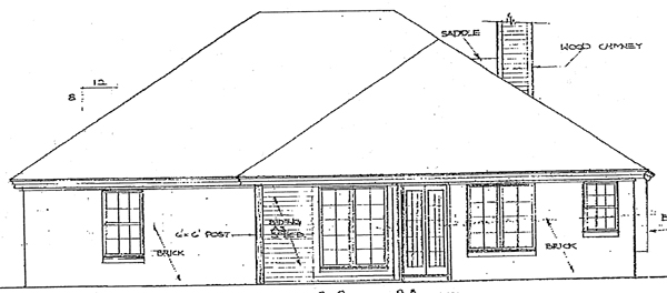 One-Story Traditional Rear Elevation of Plan 66075