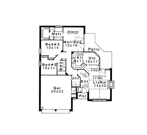 One-Story Traditional Level One of Plan 66076