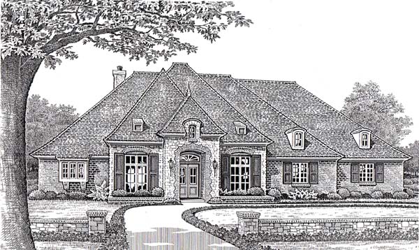 Traditional House Plan 66077 with 3 Beds, 3 Baths, 3 Car Garage Elevation