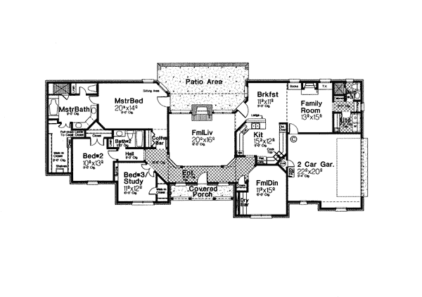 One-Story Traditional Level One of Plan 66078