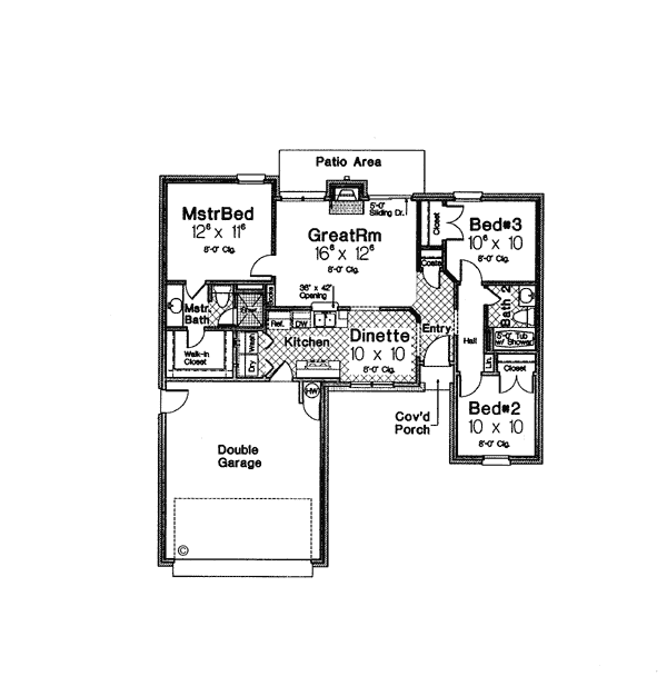 One-Story Traditional Tudor Level One of Plan 66079