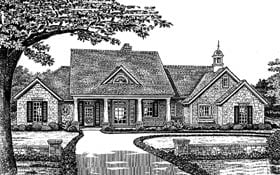 Colonial One-Story Elevation of Plan 66082