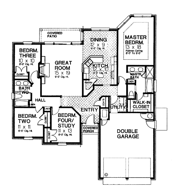 One-Story Traditional Level One of Plan 66083