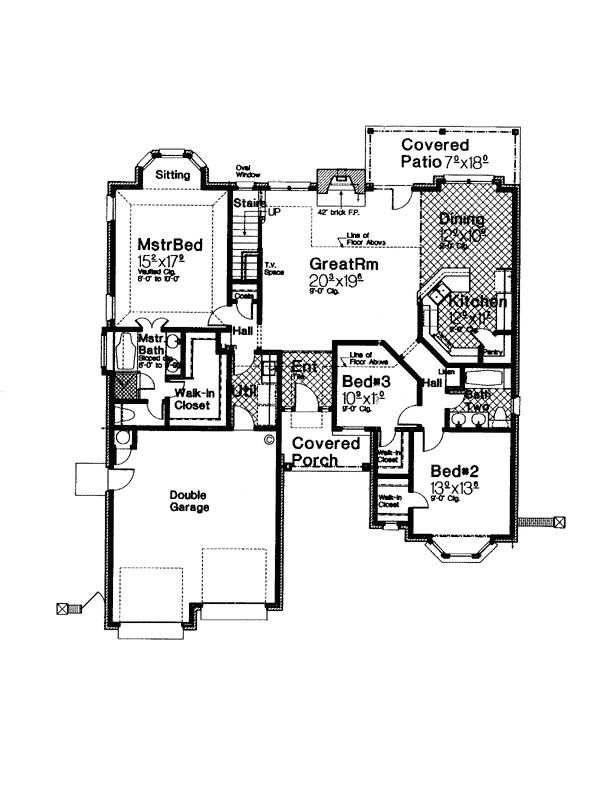 One-Story Traditional Level One of Plan 66084