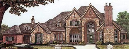 French Country Tudor Elevation of Plan 66086