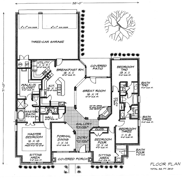 Bungalow Level One of Plan 66088
