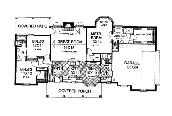 Colonial One-Story Traditional Level One of Plan 66089