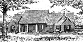 Colonial One-Story Traditional Elevation of Plan 66089