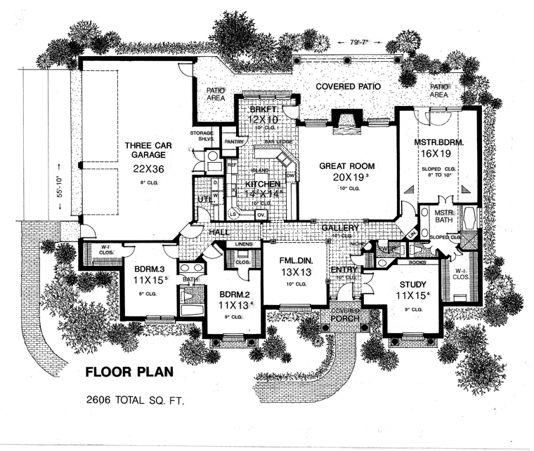 European One-Story Traditional Level One of Plan 66091