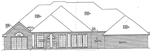 European One-Story Traditional Rear Elevation of Plan 66091