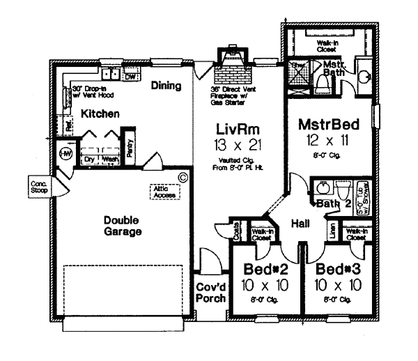One-Story Traditional Level One of Plan 66095