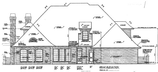 European French Country Tudor Rear Elevation of Plan 66096