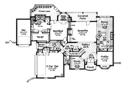 House Plan 66097 First Level Plan