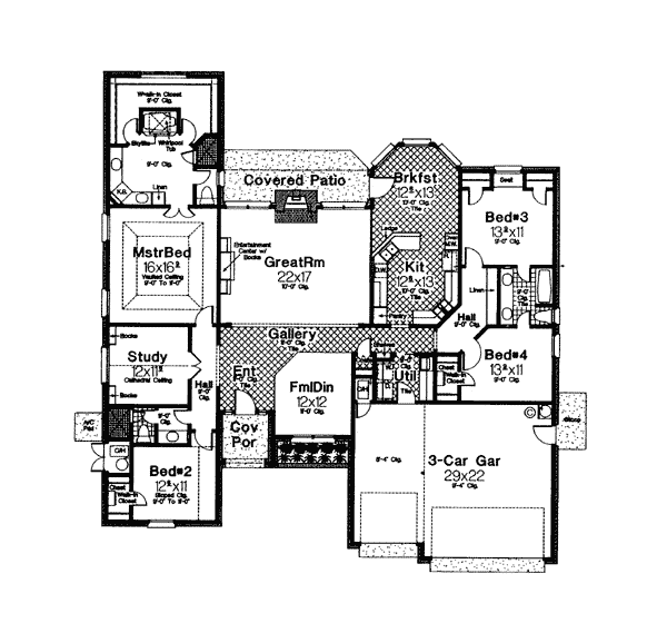 One-Story Traditional Level One of Plan 66098