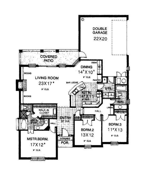 One-Story Traditional Level One of Plan 66101