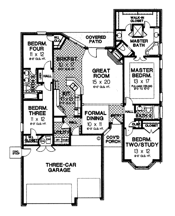 One-Story Traditional Level One of Plan 66103