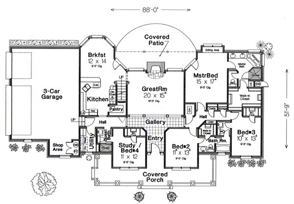 Country Farmhouse Victorian Level One of Plan 66109