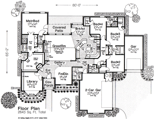 One-Story Traditional Level One of Plan 66111