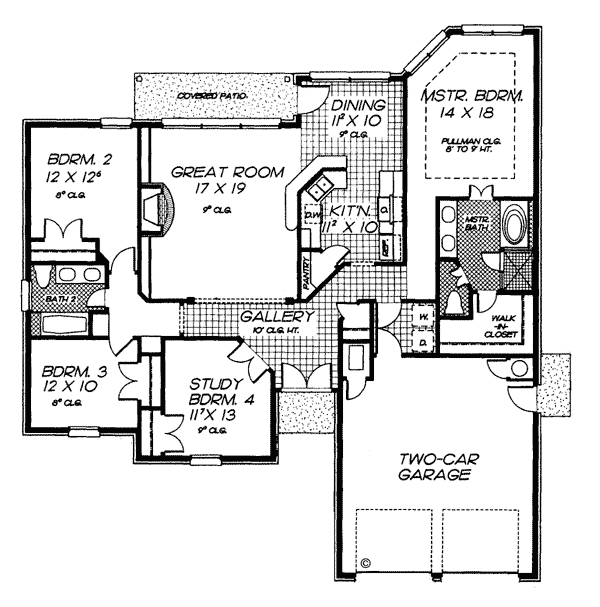 One-Story Traditional Level One of Plan 66114