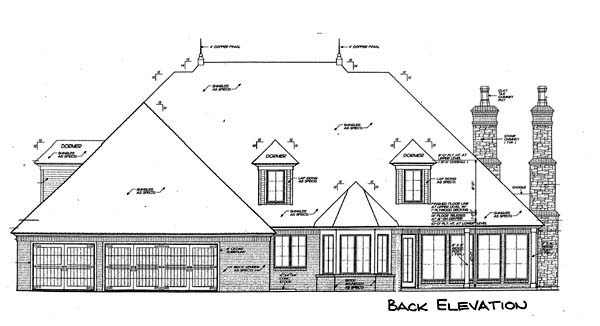 European French Country Rear Elevation of Plan 66117
