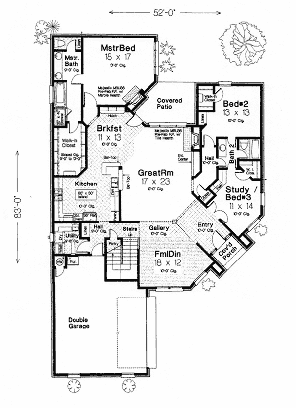 French Country Level One of Plan 66123