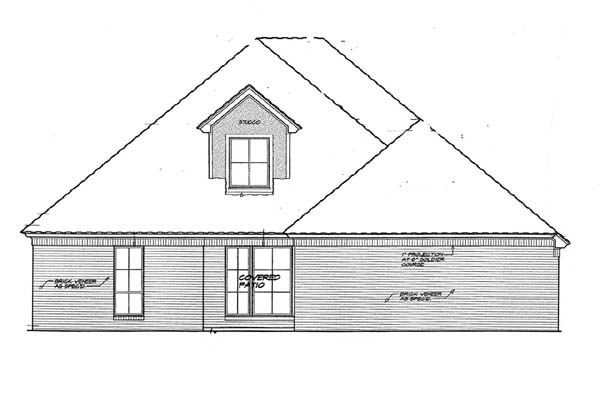 French Country Rear Elevation of Plan 66123