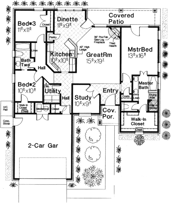 One-Story Level One of Plan 66134