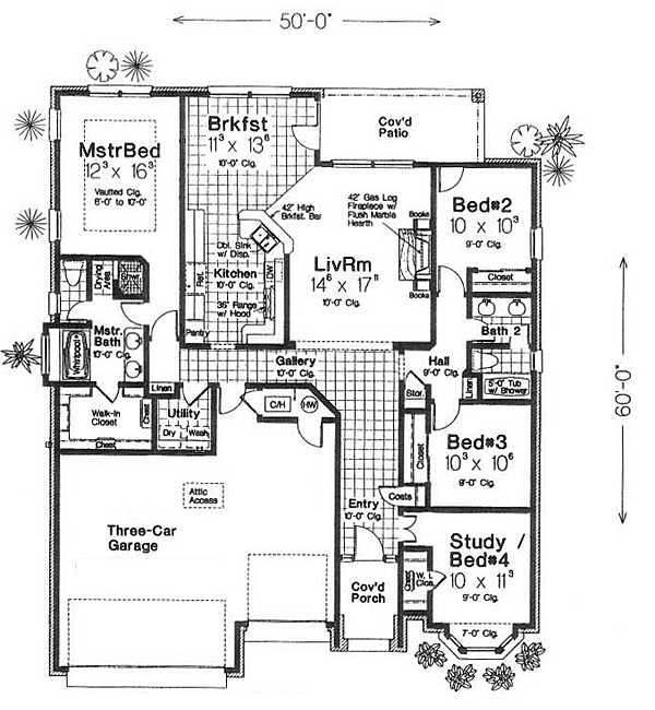 Narrow Lot One-Story Level One of Plan 66140