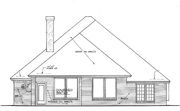 Narrow Lot One-Story Rear Elevation of Plan 66140