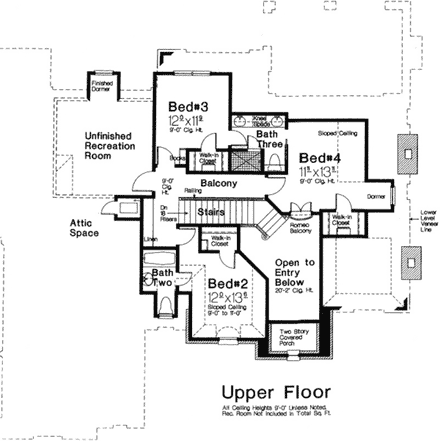 House Plan 66146 Second Level Plan