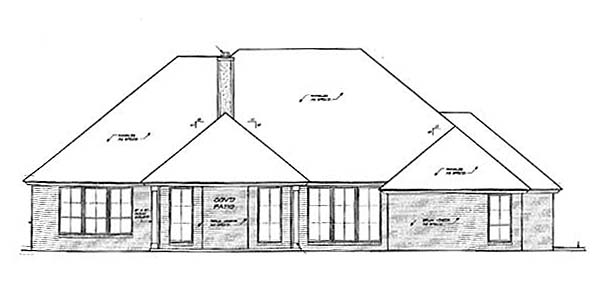 Traditional Rear Elevation of Plan 66147
