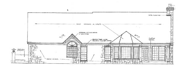 One-Story Rear Elevation of Plan 66149