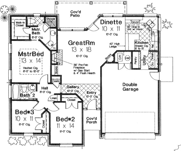 Narrow Lot One-Story Level One of Plan 66153