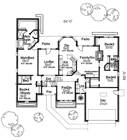 House Plan 66161 First Level Plan