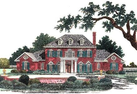 Colonial French Country Elevation of Plan 66169