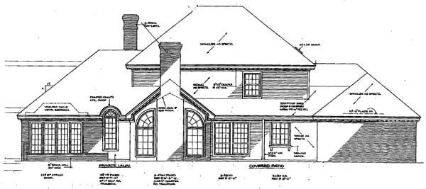 Colonial French Country Rear Elevation of Plan 66169