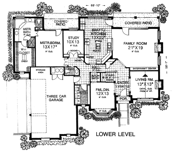 French Country Victorian Level One of Plan 66175