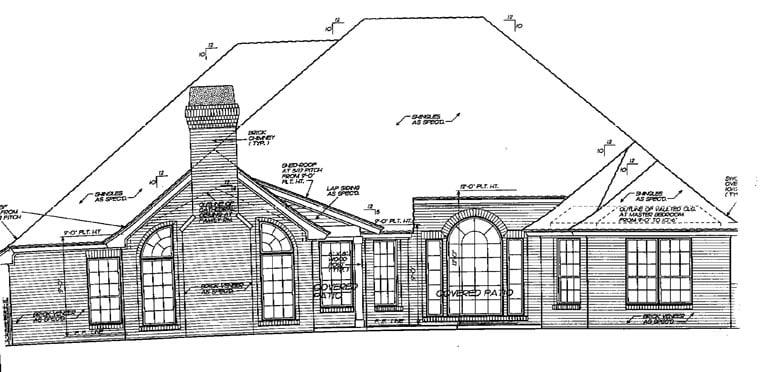 Traditional Rear Elevation of Plan 66177