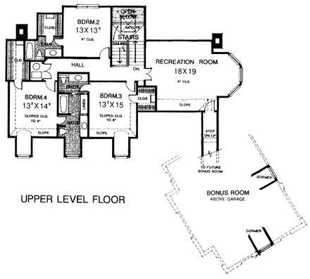 House Plan 66178 Second Level Plan