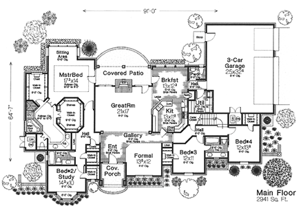 House Plan 66181 First Level Plan