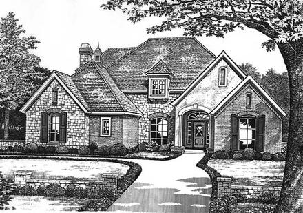 French Country Traditional Elevation of Plan 66183